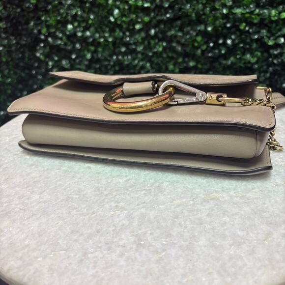 Chloe Faye Small Crossbody Leather Suede Taupe Grey - Picture 5 of 13